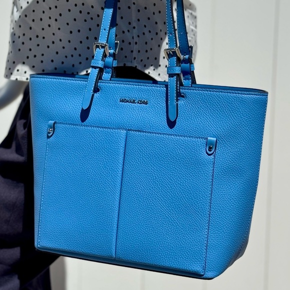 Michael Kors Jet Set Medium Pocket Tote Bag South Pacific Blue - Picture 2 of 9